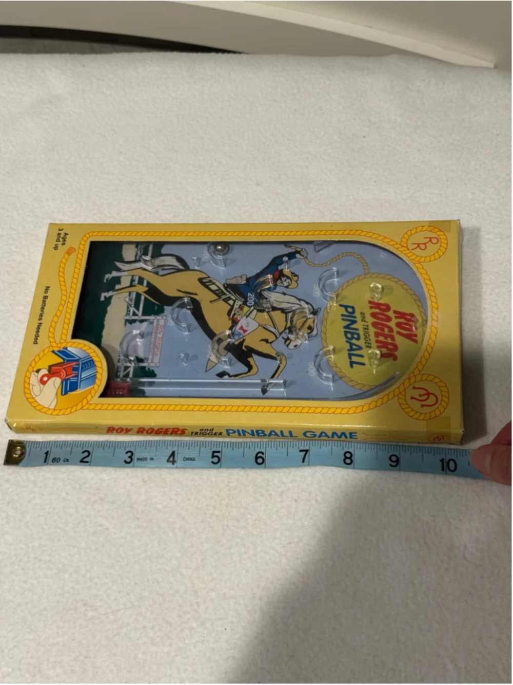 Vintage Schylling Roy Rogers & Trigger Pinball Game Original Package Yellow Blue
